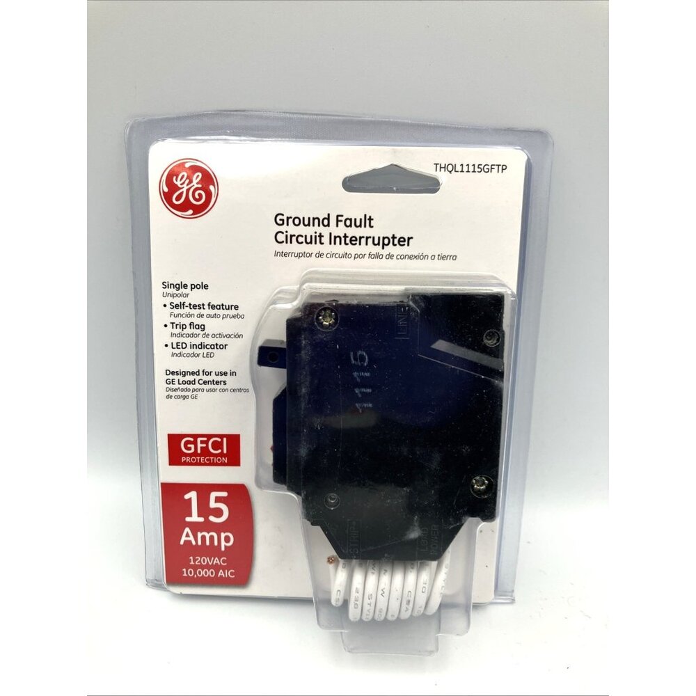 GE 15 Amp Ground Fault Breaker with Self-Test THQL1115GFTP